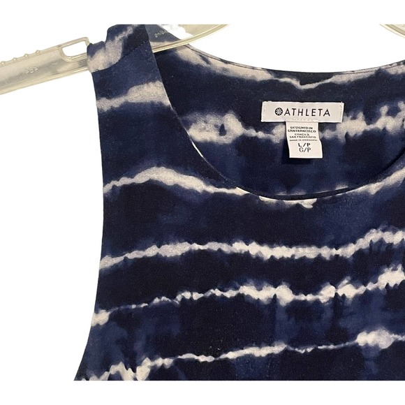 Athleta Santorini Thera Printed Dress Women’s Navy & White Tie Dye Size LP - Picture 12 of 16